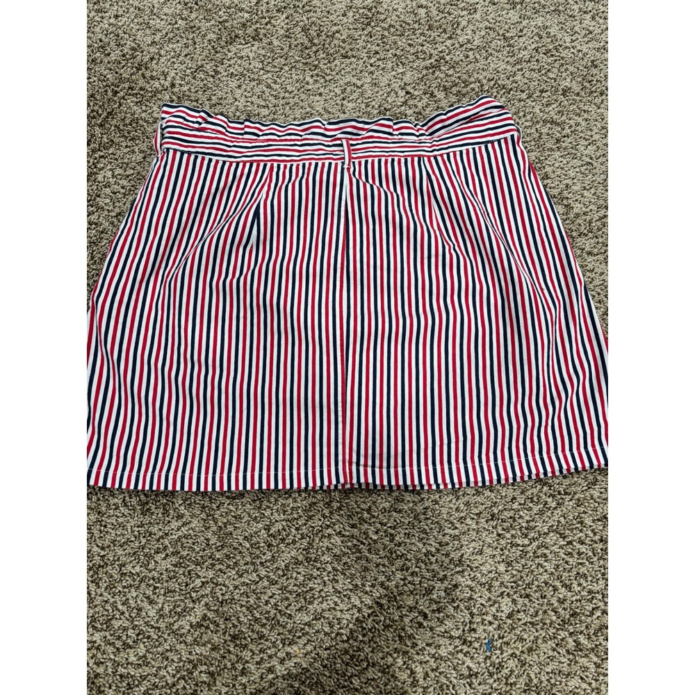 Forever 21 Red White Blue Striped Paperbag Waist Mini Skirt with Pockets 2X - Picture 6 of 9